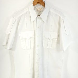 Vtg Mr Marti Century 21 Shirt Men's 17 White Zip Front Short Sleeve Work Uniform